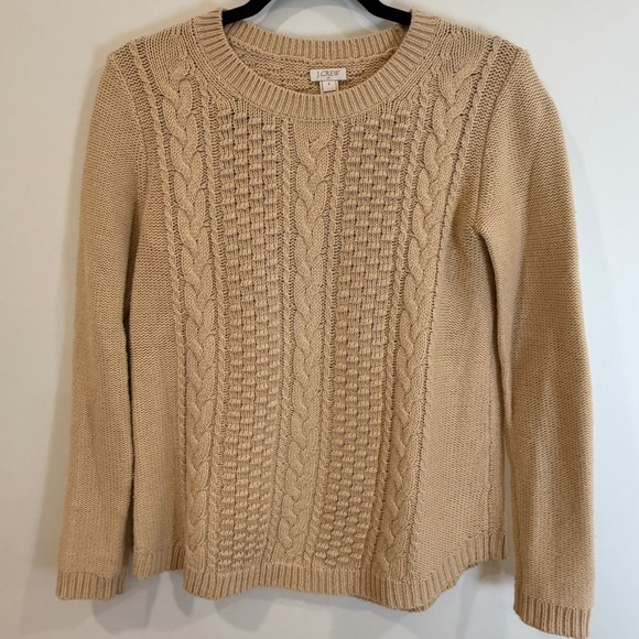 J. Crew Sweaters - J. Crew Cable Knit Sweater Tan Beige Crew Neck Long Sleeve Size S